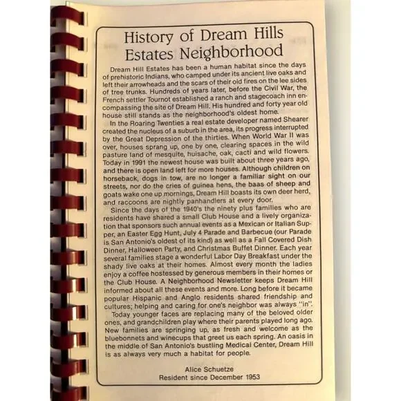 Vintage 1991 Dreamhill Estates Cookbook Morris Press San Antonio Texas - Picture 4 of 8